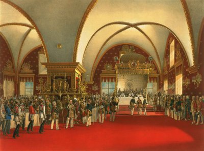 Banquete de coronación del Zar Alejandro II (1856) en el salón principal del Palacio de las Facetas de Georg Wilhelm Timm
